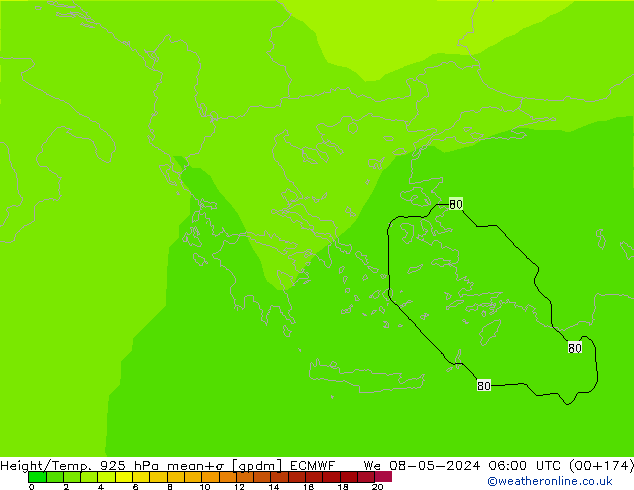 Geop./Temp. 925 hPa ECMWF mié 08.05.2024 06 UTC