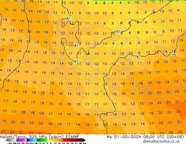 Height/Temp. 925 гПа ECMWF ср 01.05.2024 06 UTC