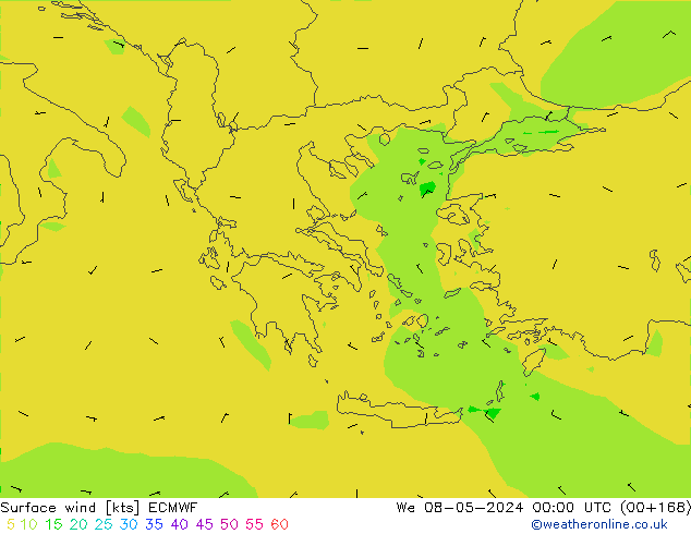 Surface wind ECMWF We 08.05.2024 00 UTC