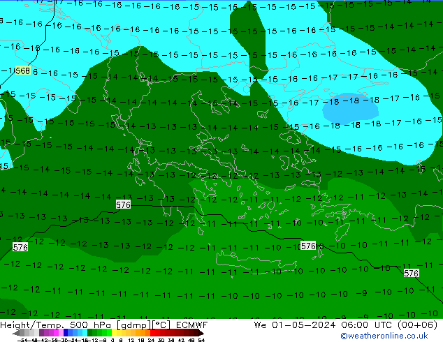 Height/Temp. 500 hPa ECMWF We 01.05.2024 06 UTC