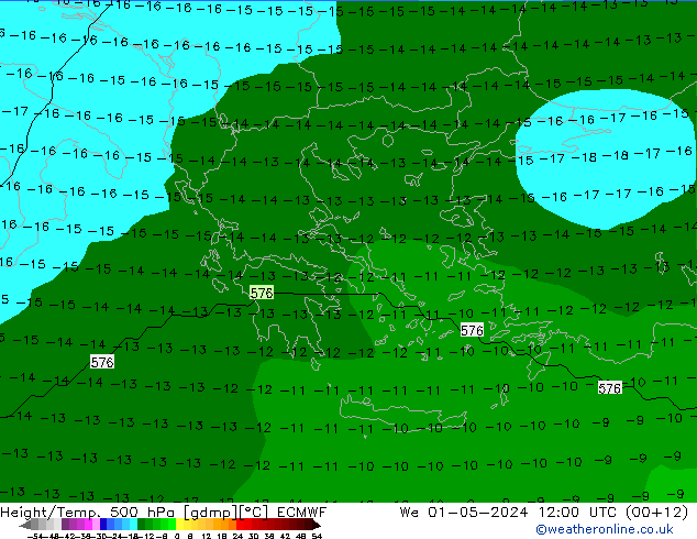 Geop./Temp. 500 hPa ECMWF mié 01.05.2024 12 UTC