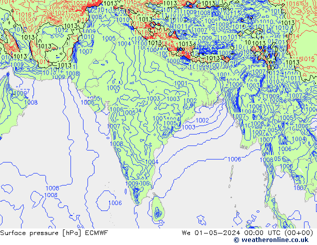 Surface pressure ECMWF We 01.05.2024 00 UTC