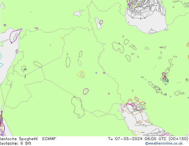 Isotachs Spaghetti ECMWF Tu 07.05.2024 06 UTC