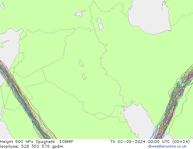 Geop. 500 hPa Spaghetti ECMWF jue 02.05.2024 00 UTC