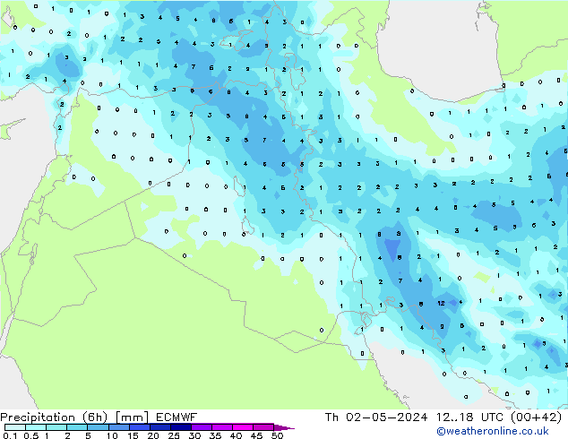 Precipitation (6h) ECMWF Th 02.05.2024 18 UTC