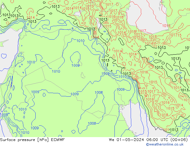 Yer basıncı ECMWF Çar 01.05.2024 06 UTC