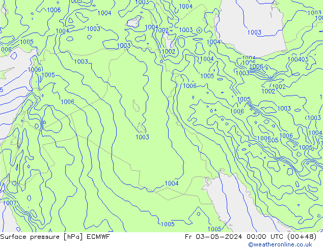 Presión superficial ECMWF vie 03.05.2024 00 UTC