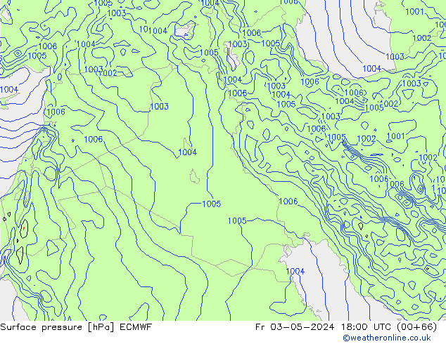 Atmosférický tlak ECMWF Pá 03.05.2024 18 UTC