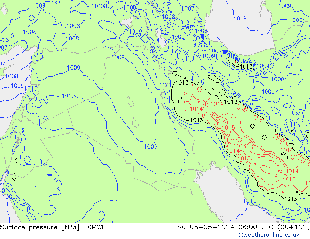 pressão do solo ECMWF Dom 05.05.2024 06 UTC