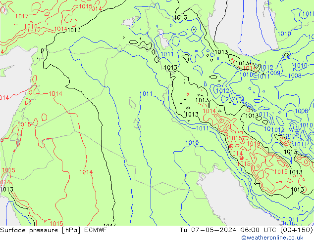 Surface pressure ECMWF Tu 07.05.2024 06 UTC