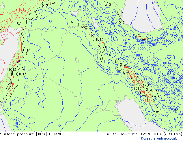 Atmosférický tlak ECMWF Út 07.05.2024 12 UTC