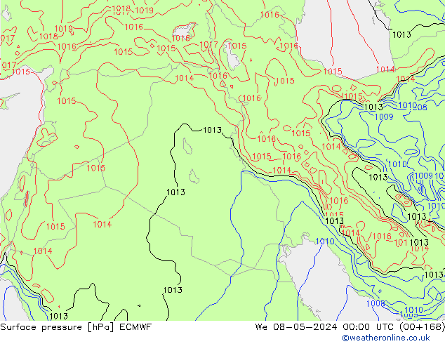 Surface pressure ECMWF We 08.05.2024 00 UTC