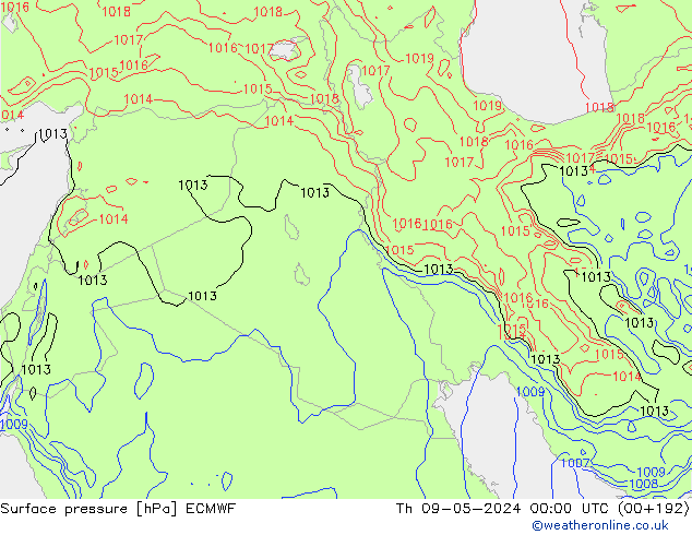 Luchtdruk (Grond) ECMWF do 09.05.2024 00 UTC