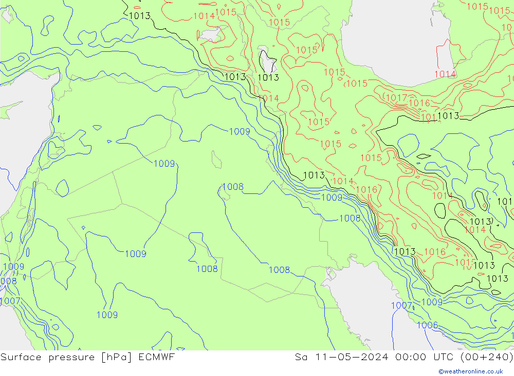 Surface pressure ECMWF Sa 11.05.2024 00 UTC