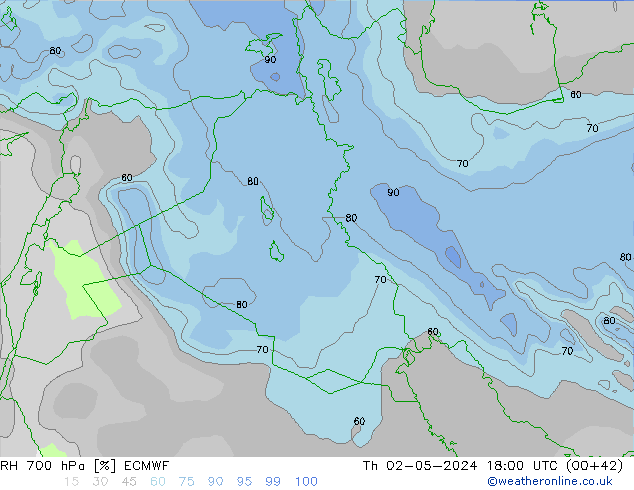 RH 700 hPa ECMWF Qui 02.05.2024 18 UTC