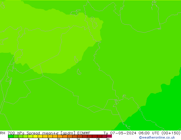 RH 700 hPa Spread ECMWF Tu 07.05.2024 06 UTC