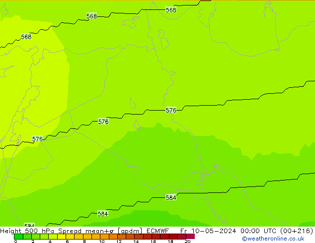 Geop. 500 hPa Spread ECMWF vie 10.05.2024 00 UTC