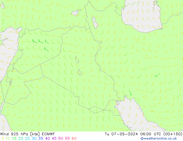 Wind 925 hPa ECMWF Tu 07.05.2024 06 UTC