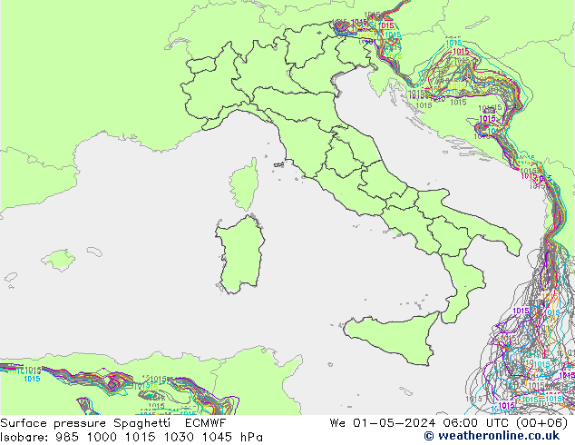 Surface pressure Spaghetti ECMWF We 01.05.2024 06 UTC