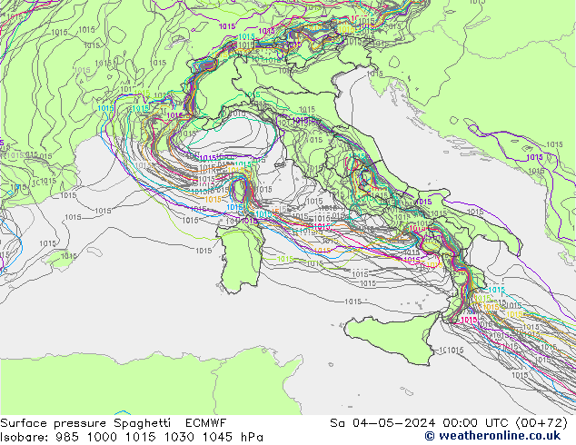 приземное давление Spaghetti ECMWF сб 04.05.2024 00 UTC