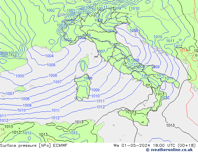 приземное давление ECMWF ср 01.05.2024 18 UTC