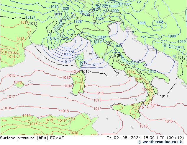 Bodendruck ECMWF Do 02.05.2024 18 UTC