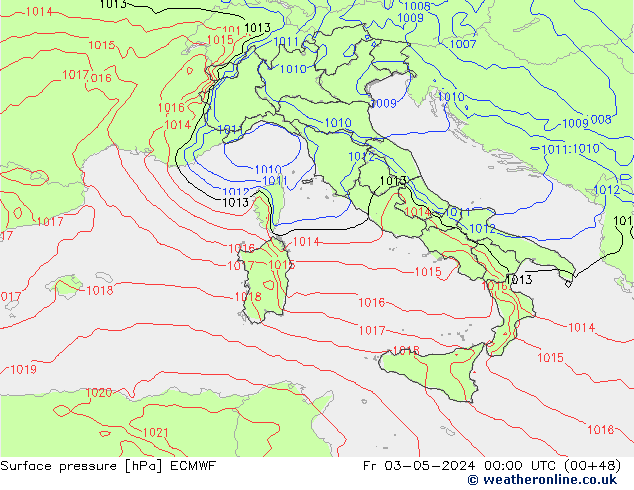 Presión superficial ECMWF vie 03.05.2024 00 UTC