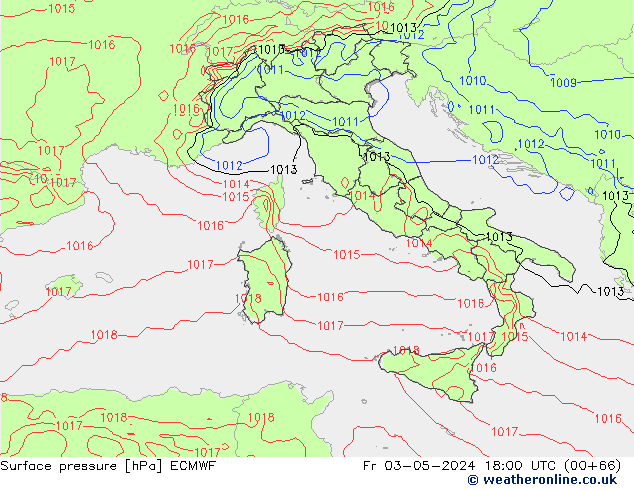 Pressione al suolo ECMWF ven 03.05.2024 18 UTC