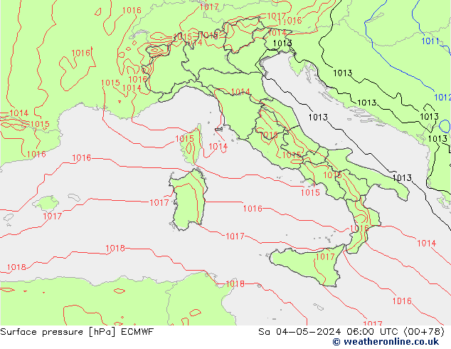 Surface pressure ECMWF Sa 04.05.2024 06 UTC