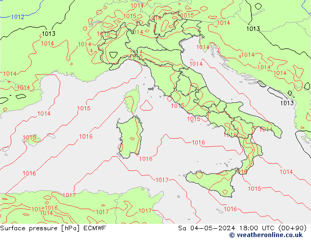 Surface pressure ECMWF Sa 04.05.2024 18 UTC