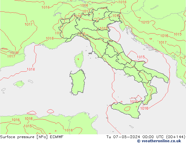 Luchtdruk (Grond) ECMWF di 07.05.2024 00 UTC