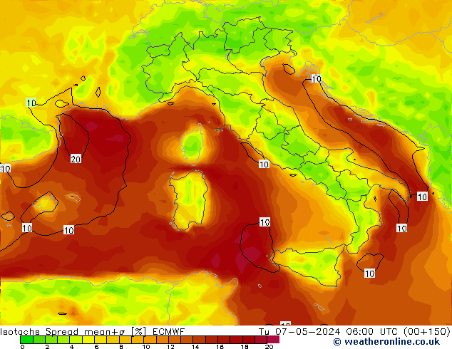 Isotachs Spread ECMWF  07.05.2024 06 UTC