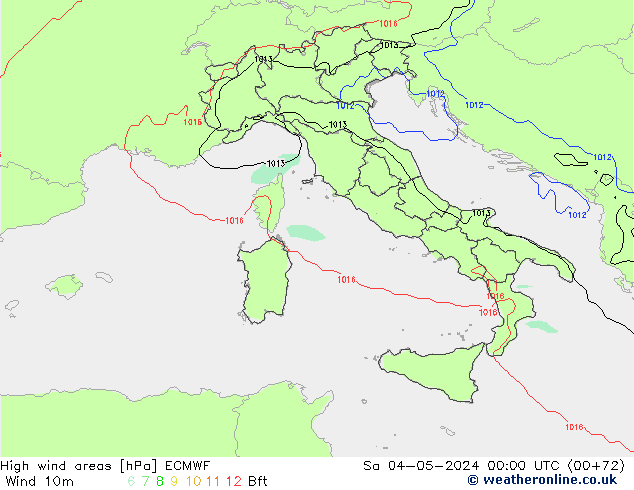 High wind areas ECMWF сб 04.05.2024 00 UTC