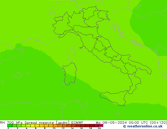 RH 700 hPa Spread ECMWF lun 06.05.2024 00 UTC