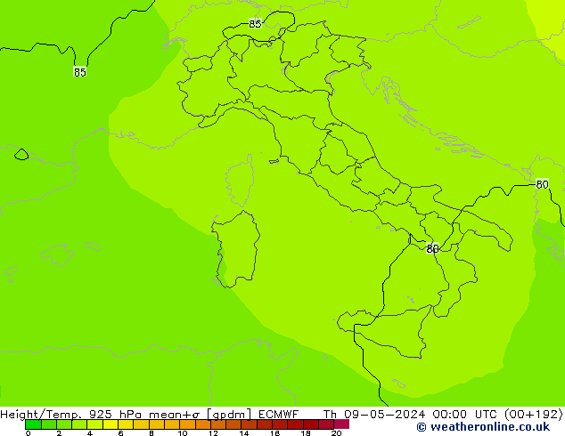 Height/Temp. 925 hPa ECMWF  09.05.2024 00 UTC