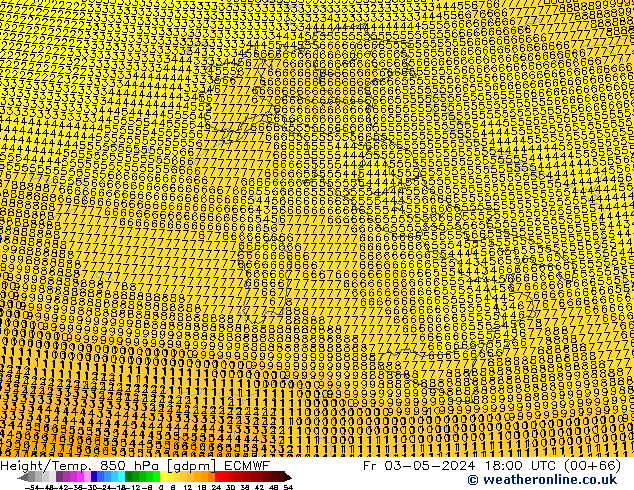 Height/Temp. 850 hPa ECMWF Fr 03.05.2024 18 UTC