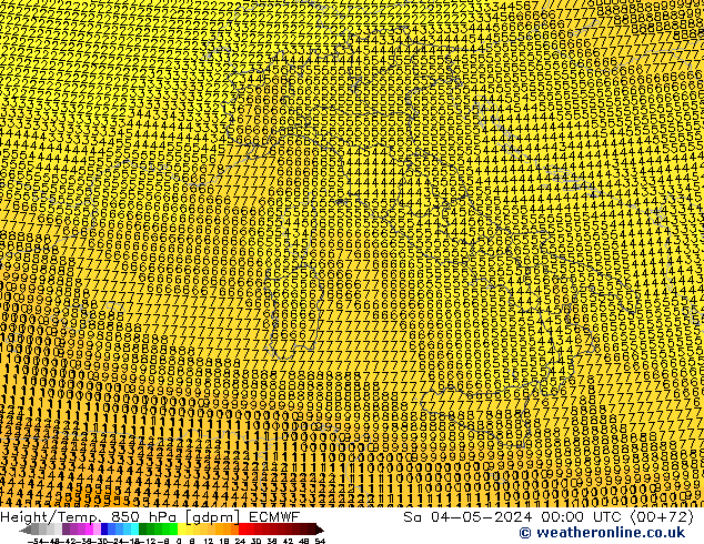 Height/Temp. 850 hPa ECMWF Sa 04.05.2024 00 UTC