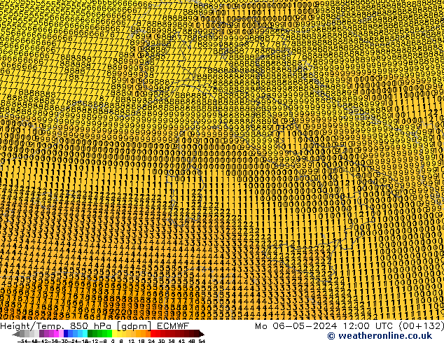 Height/Temp. 850 hPa ECMWF Mo 06.05.2024 12 UTC