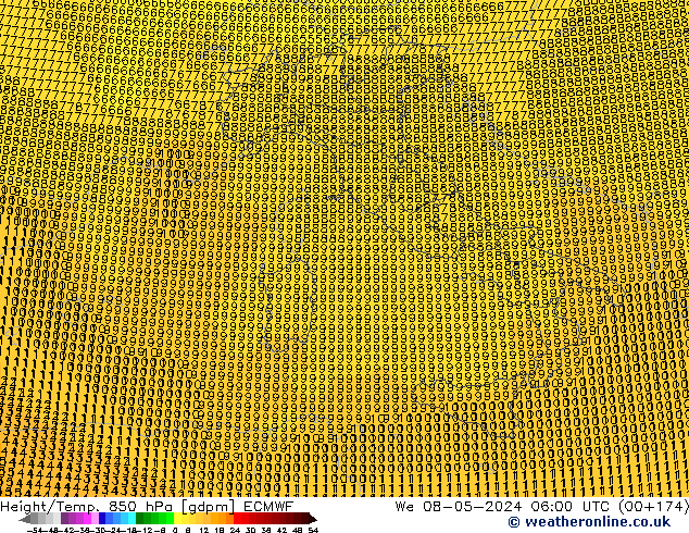 Hoogte/Temp. 850 hPa ECMWF wo 08.05.2024 06 UTC