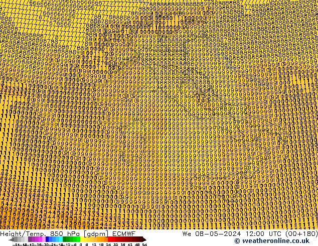 Height/Temp. 850 hPa ECMWF St 08.05.2024 12 UTC