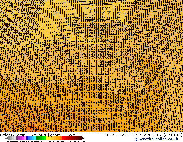 Height/Temp. 925 гПа ECMWF вт 07.05.2024 00 UTC