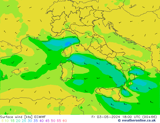 Wind 10 m ECMWF vr 03.05.2024 18 UTC