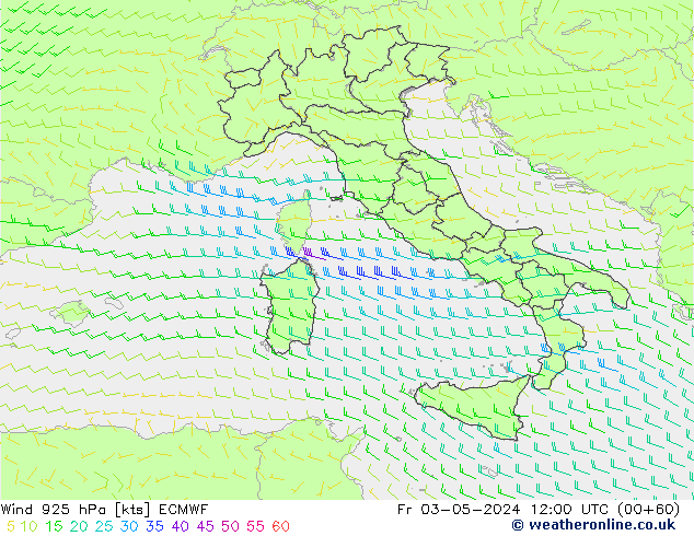 Vent 925 hPa ECMWF ven 03.05.2024 12 UTC