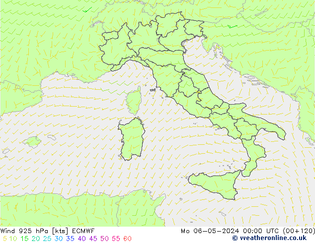 Vento 925 hPa ECMWF lun 06.05.2024 00 UTC