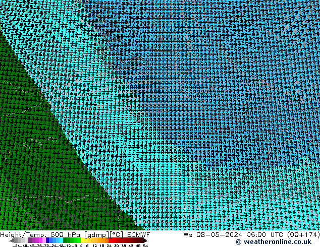 Height/Temp. 500 hPa ECMWF śro. 08.05.2024 06 UTC