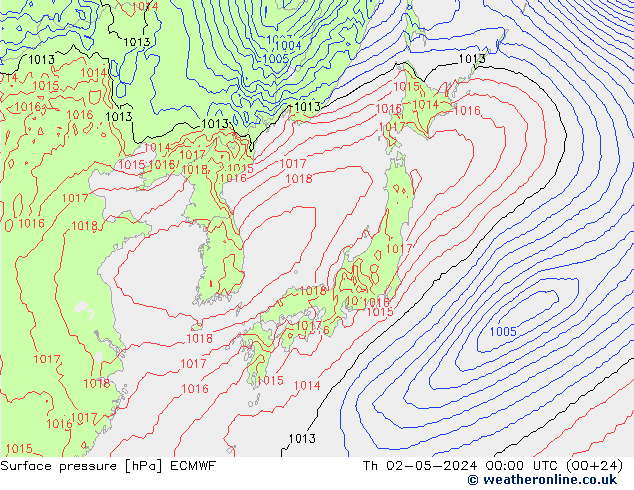 Luchtdruk (Grond) ECMWF do 02.05.2024 00 UTC