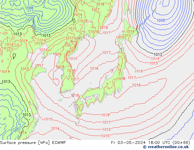 pressão do solo ECMWF Sex 03.05.2024 18 UTC