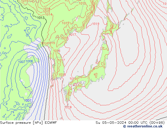 Surface pressure ECMWF Su 05.05.2024 00 UTC