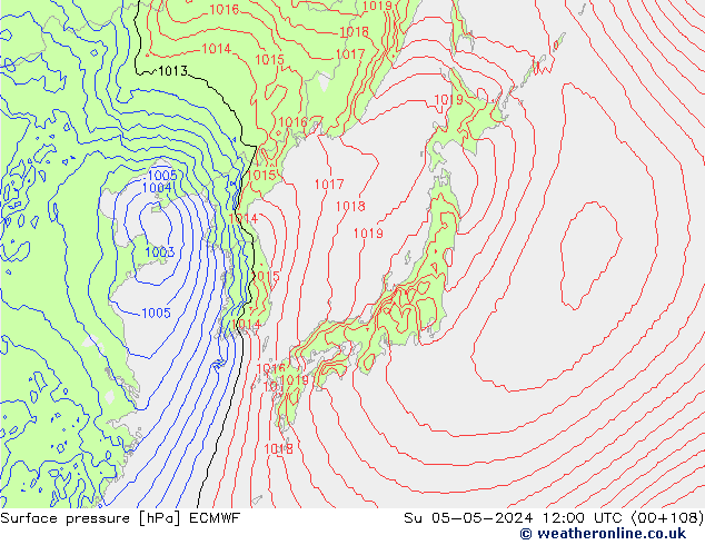 Bodendruck ECMWF So 05.05.2024 12 UTC