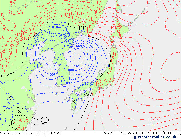 ciśnienie ECMWF pon. 06.05.2024 18 UTC